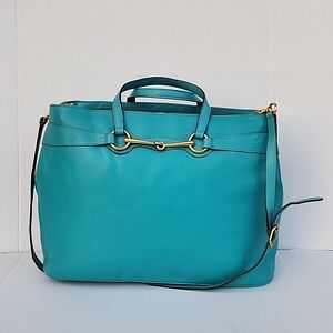 GUCCI Horsebit Leather TourQuise Gold 2way Shoulder Bag